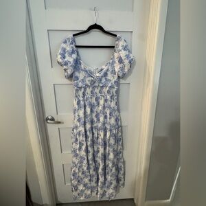 Altar'd State Blue and White Floral Maxi Dress Size L